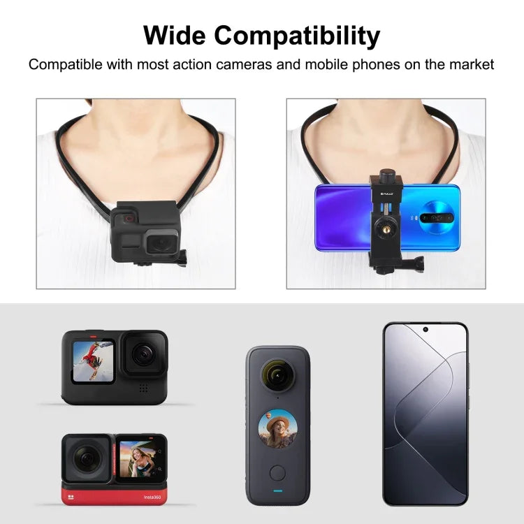 PULUZ レイジー調整可能ネックブラケット GoProアクションカメラ スマートフォン用