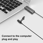 PULUZ USBクリップ式有線ラペルマイク録音用マイクロフォン ラベリアサイレントコンデンサーマイク、1.2m USB