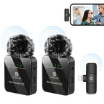 PULUZ ワイヤレスラベリアマイク iPhone / iPad用、8ピンレシーバーとデュアルマイク、8ピン 2 TX + 1 RX