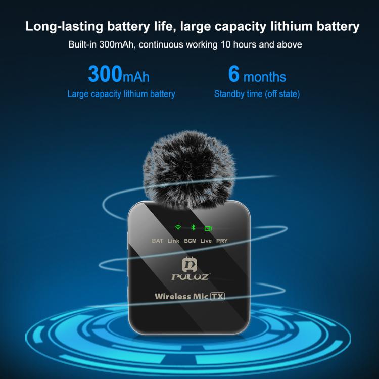 PULUZ ワイヤレスラベリアマイク Type-Cスマホ用、Type-Cレシーバーとデュアルマイク、Type-C 2 TX + 1 RX