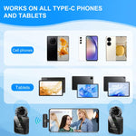 PULUZ ワイヤレスラベリアマイク Type-Cスマホ用、Type-Cレシーバーとデュアルマイク、Type-C 2 TX + 1 RX