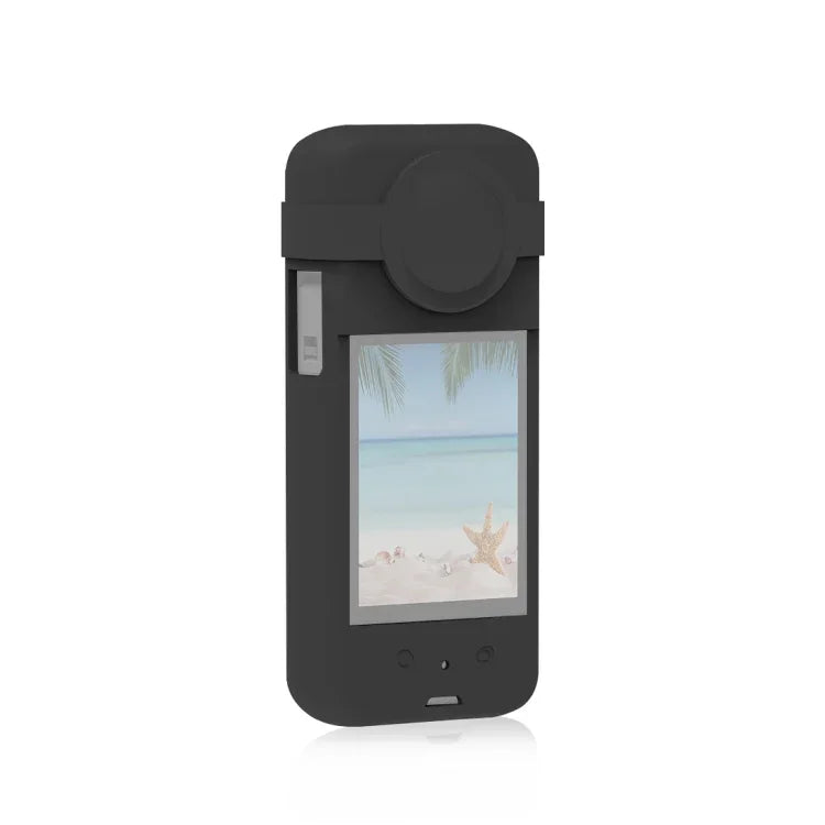 Insta360 X3用 PULUZ シリコン保護ケース レンズカバー付き シリコンケース（ブラック）