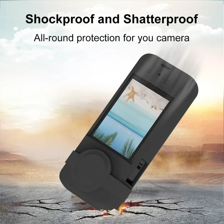 Insta360 X3用 PULUZ シリコン保護ケース レンズカバー付き シリコンケース（ブラック）