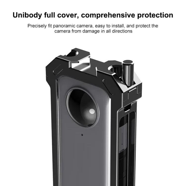 Insta360 X3用 PULUZ 金属製保護ケージリグハウジングフレーム 拡張コールドシューベース＆三脚アダプター付き 金属ケージ US在庫 Insta360 X3用