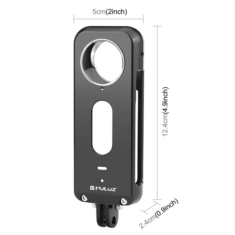 Insta360 X3用 PULUZ 金属製保護ケージリグハウジングフレーム レンズプロテクター付き レンズプロテクター付き金属フレーム