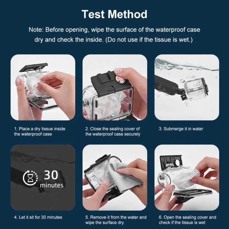 DJI Osmo Action 5 Pro / 3 / 4用 PULUZ 60m防水水中ハウジング ダイビングケース コールドシュー＆バックル付きベーシックマウント＆ネジ付き、DJI Osmo Action 3 / 4防水ケース用