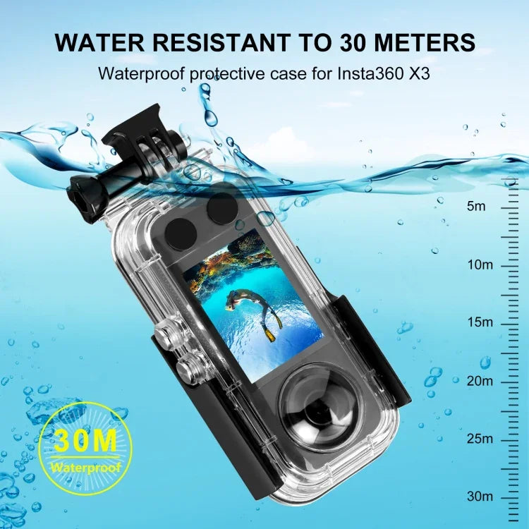 Insta360 X3 PULUZ 30m防水ハウジングケース、30m防水ケース