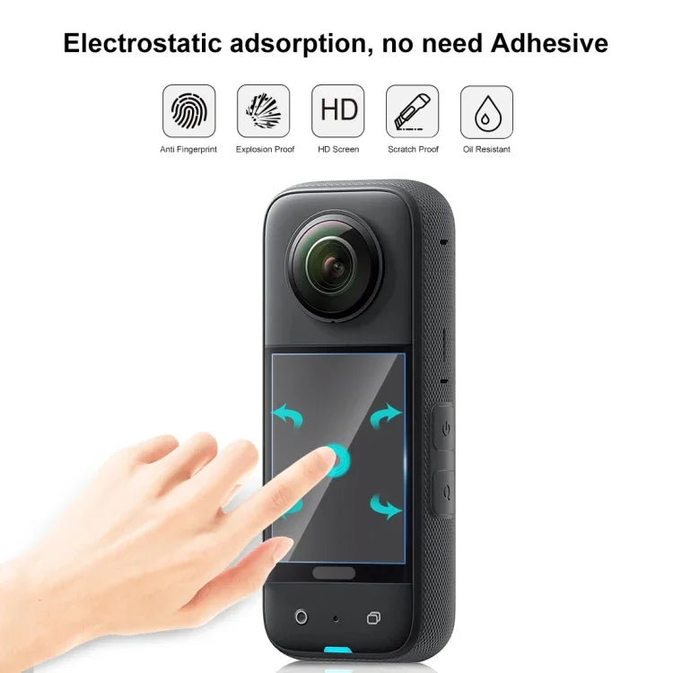 Insta360 X3用 PULUZ 2枚入り曲面HDスクリーンフィルム、Insta360 X3用
