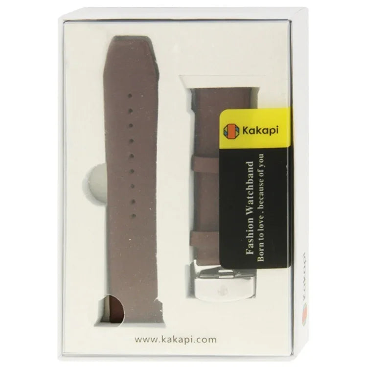 Kakapi Apple Watch 42mm用 微細テクスチャー ブラッシュドバックル 本革ウォッチバンド コネクター付き