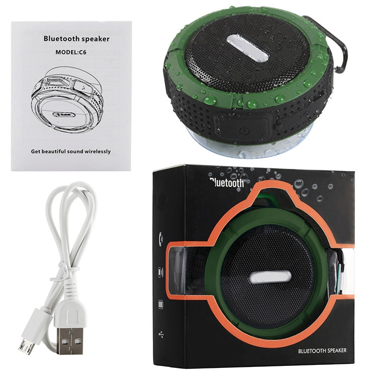 C6 屋外防水Bluetoothスピーカー 吸盤付き、ハンズフリー通話対応