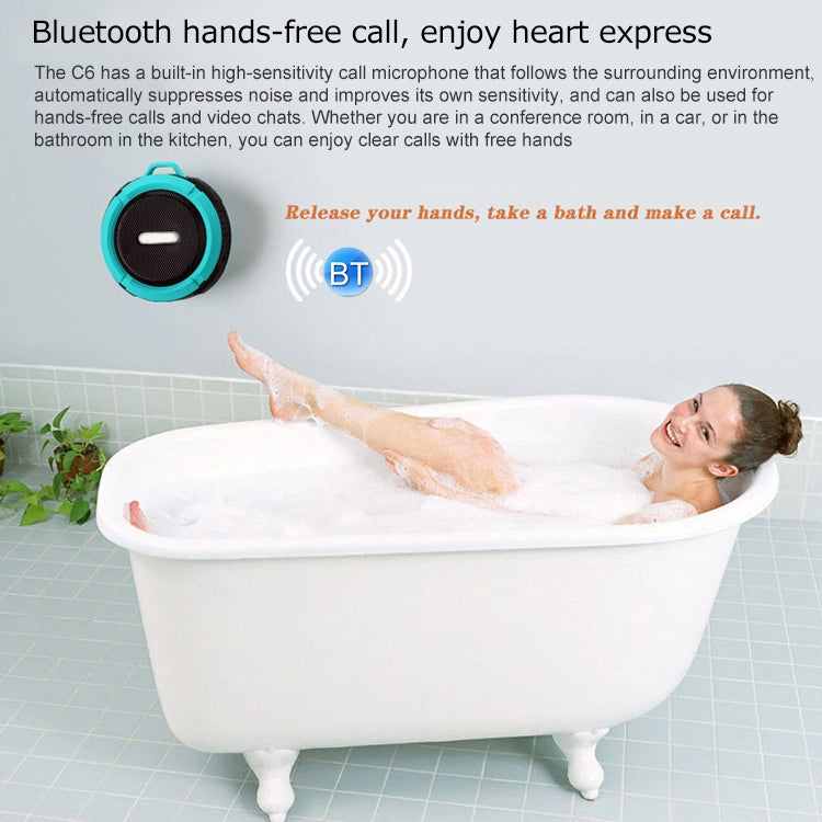 C6 屋外防水Bluetoothスピーカー 吸盤付き、ハンズフリー通話対応