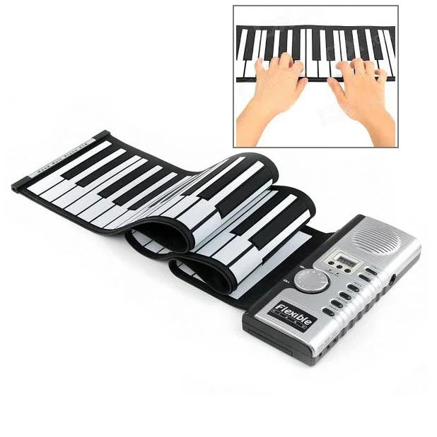 Datopal 61キー ロールアップ ソフトキーボード ピアノ MIDI、61標準キー ホワイト