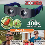 Zoomies 400%拡大 ヘッドバンド型拡大鏡メガネ 望遠鏡、4倍