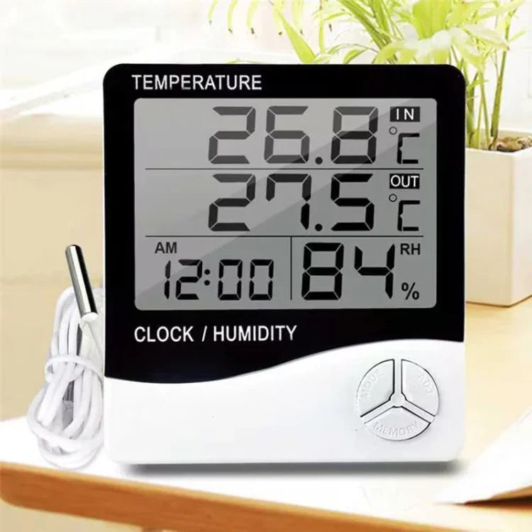 屋外／屋内用LCDデジタル電子温度計湿度計アラーム時計、THC-03A