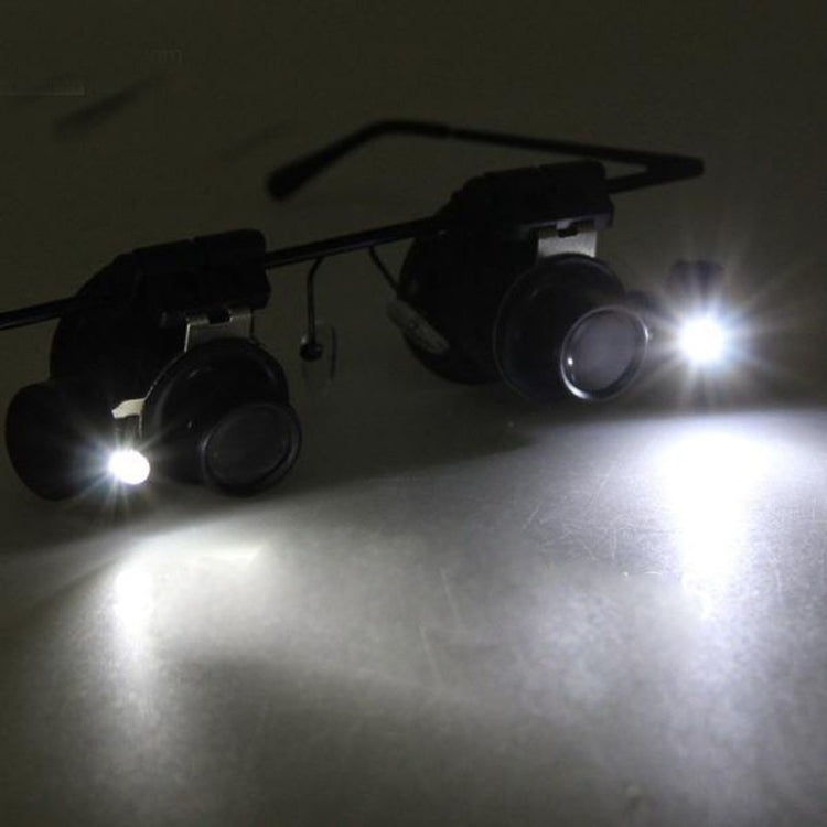 20X メガネ型 時計修理用ルーペ 拡大鏡 LEDライト付き、両面