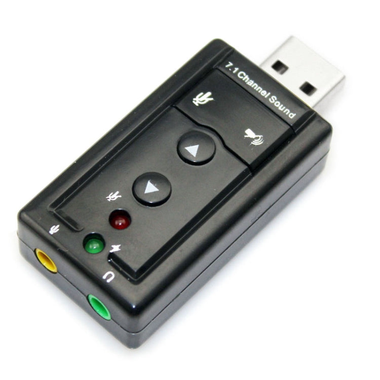 外付けUSB 2.0 7.1チャンネル3Dバーチャルオーディオサウンドカードアダプター、プラスチック製7.1チャンネル ブラック