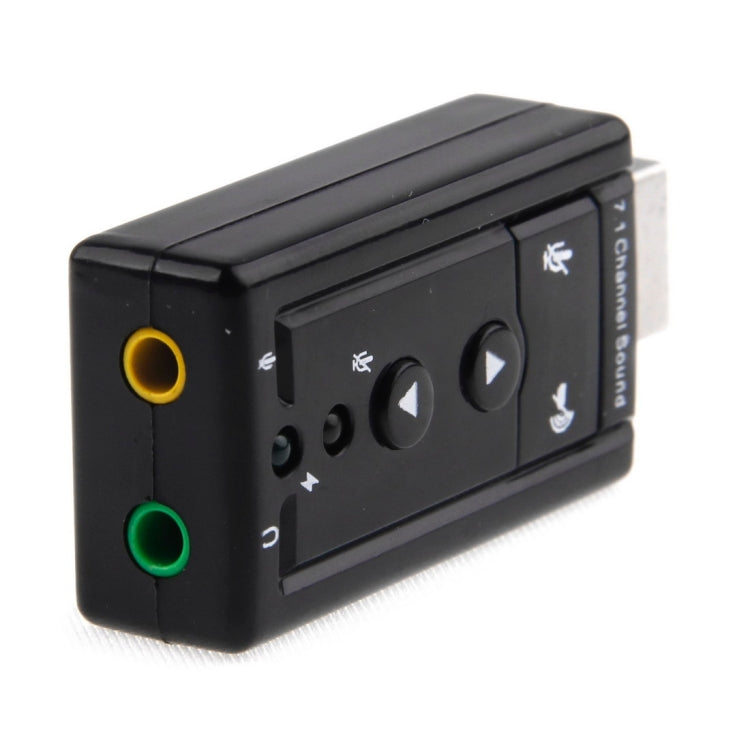 外付けUSB 2.0 7.1チャンネル3Dバーチャルオーディオサウンドカードアダプター、プラスチック製7.1チャンネル ブラック