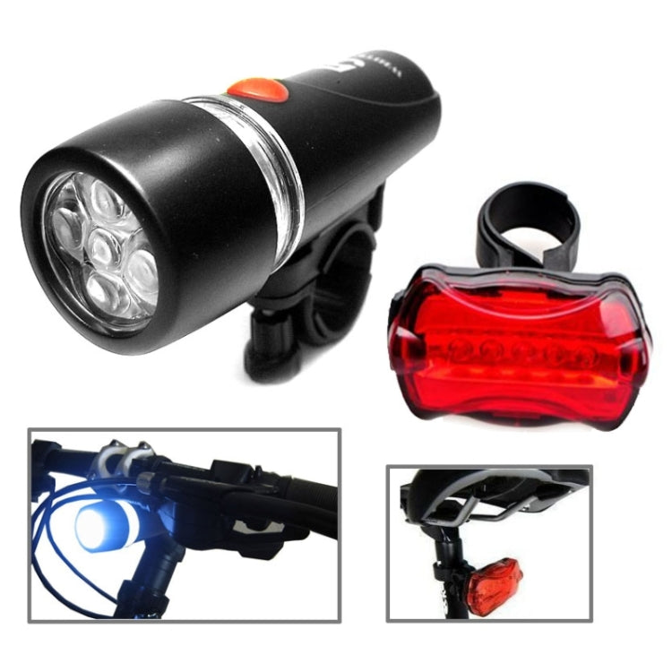 5LED 防水バイク自転車ヘッドライト＋リア安全フラッシュライト 自転車ヘッドライト＋リア安全フラッシュライト