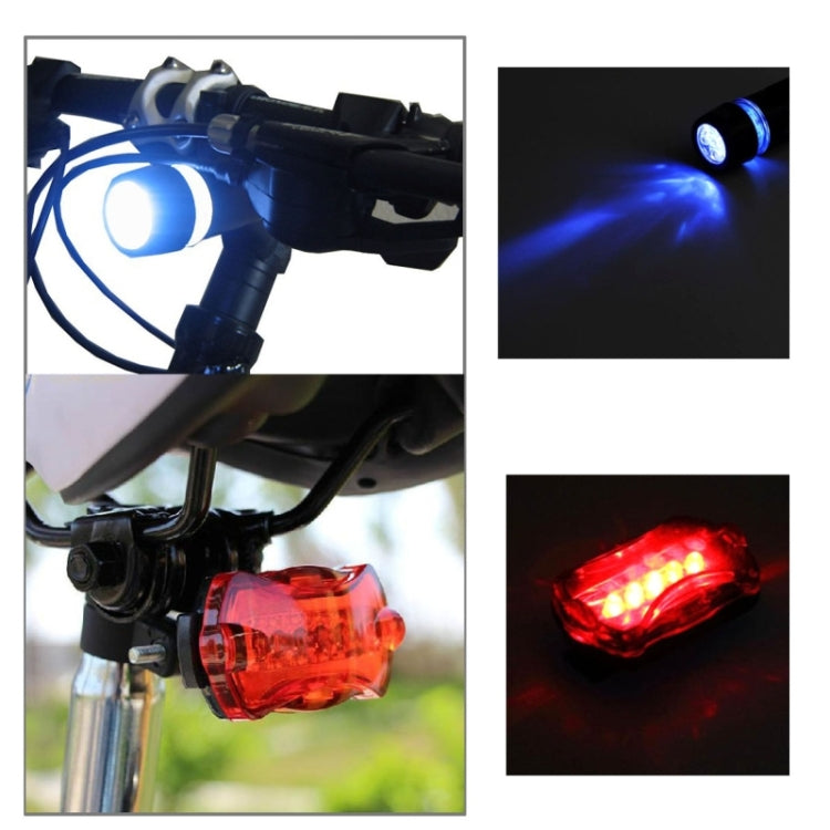 5LED 防水バイク自転車ヘッドライト＋リア安全フラッシュライト 自転車ヘッドライト＋リア安全フラッシュライト