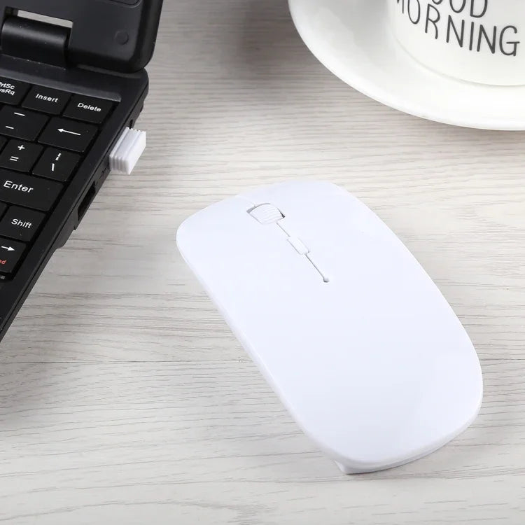 2.4GHz ワイヤレス 超薄型レーザー光学マウス USBミニレシーバー付き、プラグアンドプレイ