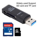 2in1 USB 3.0カードリーダー、超高速5Gbps、SDカード/TFカード対応