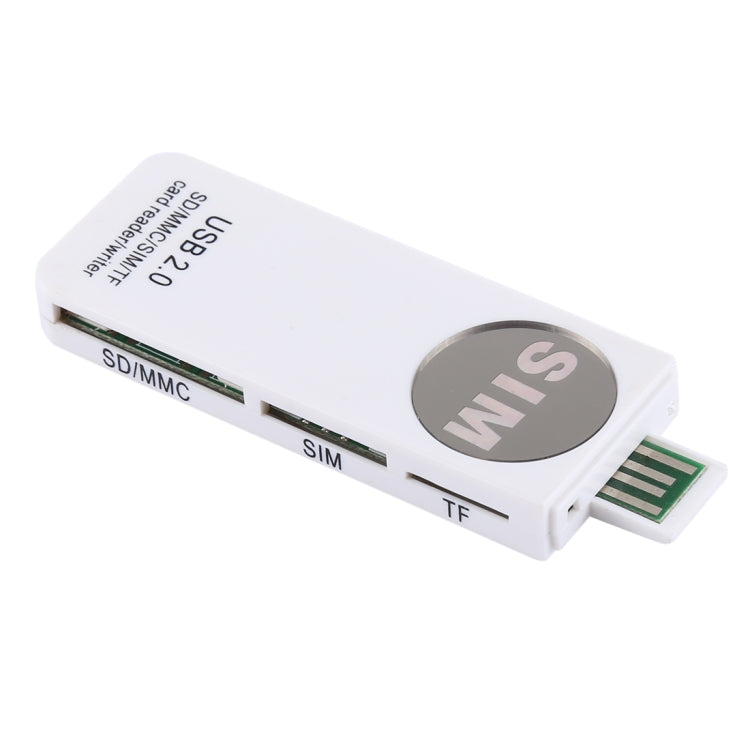 USBユニバーサルカードリーダー、SD/MMC/SIM/TFカード対応、ホワイト