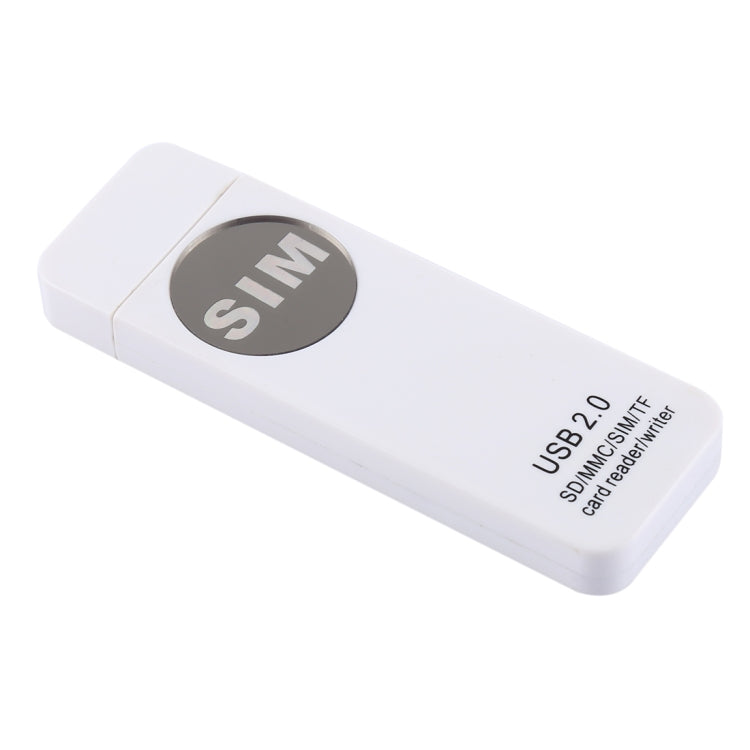 USBユニバーサルカードリーダー、SD/MMC/SIM/TFカード対応、ホワイト