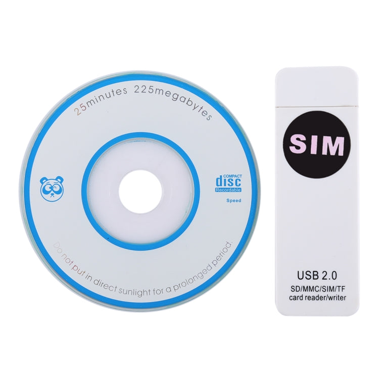 USBユニバーサルカードリーダー、SD/MMC/SIM/TFカード対応、ホワイト
