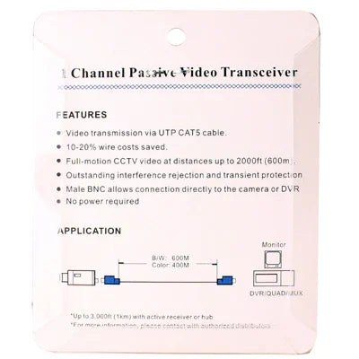 2個セット 1チャンネル パッシブビデオバラン UTP BNC Cat5 トランシーバー、X202E
