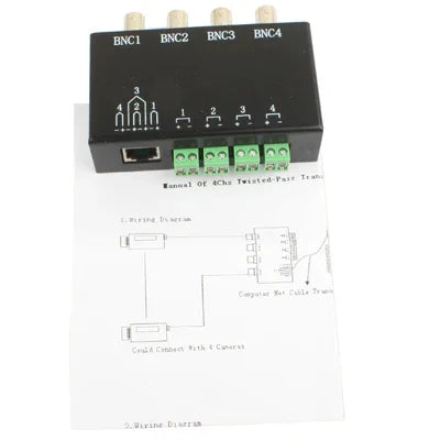 4チャンネルパッシブビデオBNCからUTP RJ45バラン送受信機, QC204
