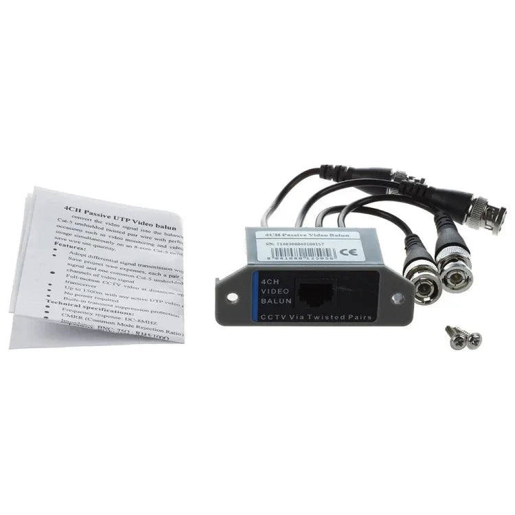 4チャンネルビデオ（BNC）からUTP（RJ45）ビデオバラン