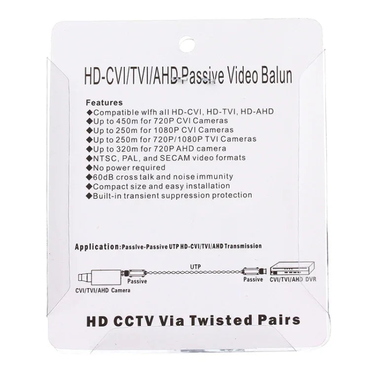 2個セット 202C-HD CVI/TVI/AHD 1CHパッシブビデオバラン同軸アダプター, 202C-HD