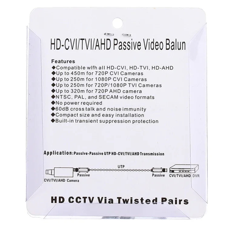 2個セット HD 202P同軸CVI/TVI/AHD 1CHパッシブ送受信機ビデオバラン, 202P