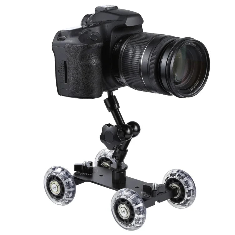 DSLRカメラ用フロアテーブルビデオスライダートラックドリーカー、ブラック