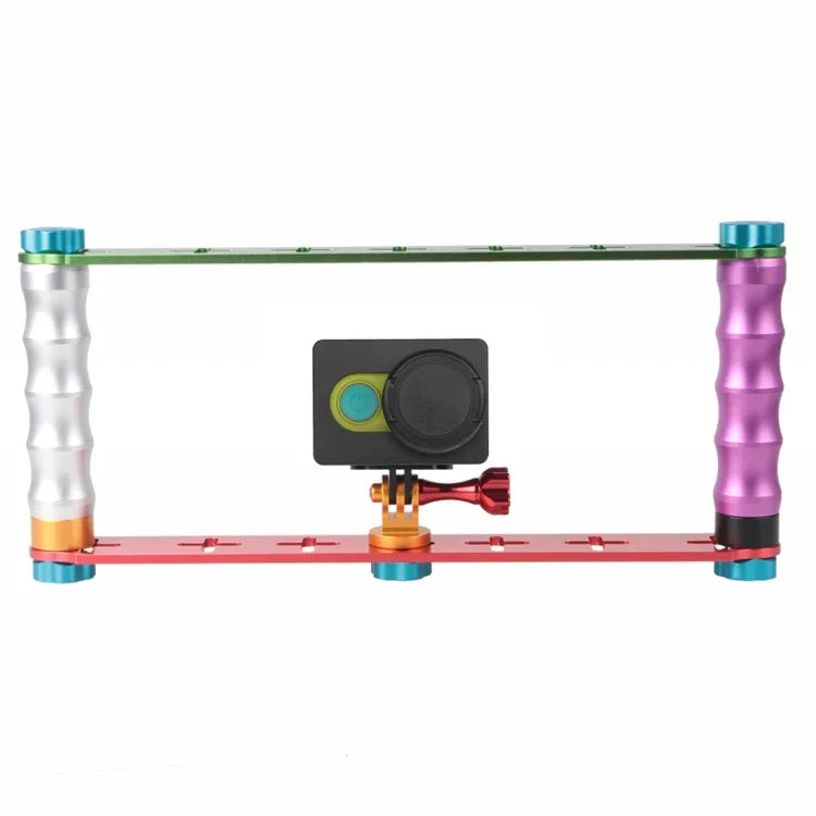 PULUZアクションスポーツカメラ用デュアルグリップハンドルスタビライザーアルミマウントブラケット、GoPro、Insta360、DJIおよびその他のアクションカメラ用ジョーズフレックスクランプマウント、デュアルグリップ
