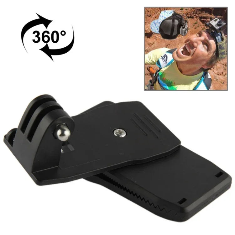 360度回転 バックパック Rec-Mounts クリップ クランプマウント GoPro、Insta360、DJIおよびその他のアクションカメラ用、Rec-Mountsクリップ（ブラック）