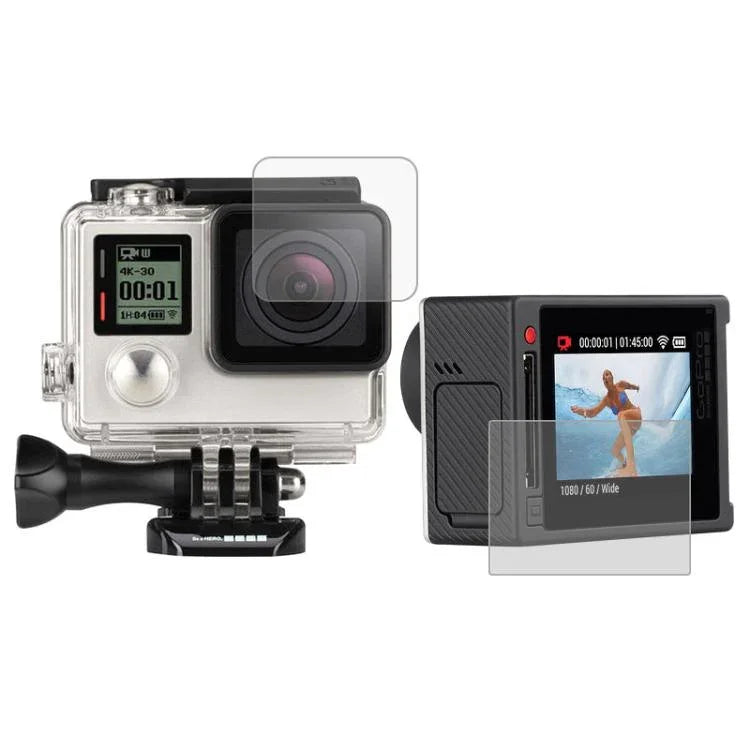 GoPro HERO4 シルバー カメラ用 超クリアLCDスクリーンプロテクター＋ハウジングガラスレンズプロテクターフィルム、HERO4 シルバー