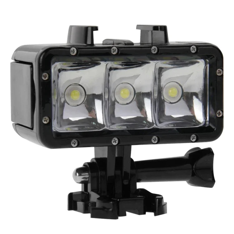 30M防水ビデオライト 3モード フラッシュライト ベースマウント＆ネジ付き GoPro、Insta360、DJIおよびその他のアクションカメラ用、30M防水