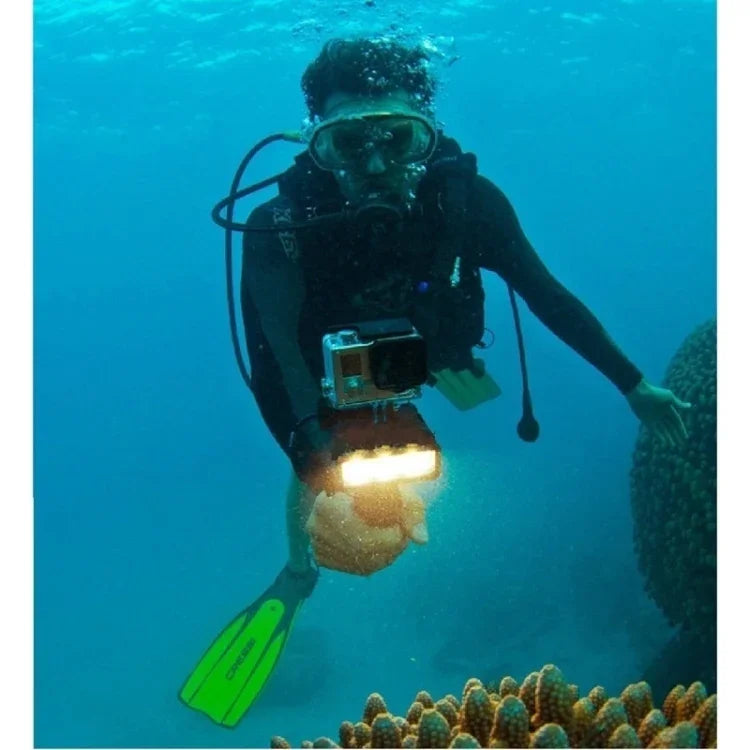 30M防水ビデオライト 3モード フラッシュライト ベースマウント＆ネジ付き GoPro、Insta360、DJIおよびその他のアクションカメラ用、30M防水