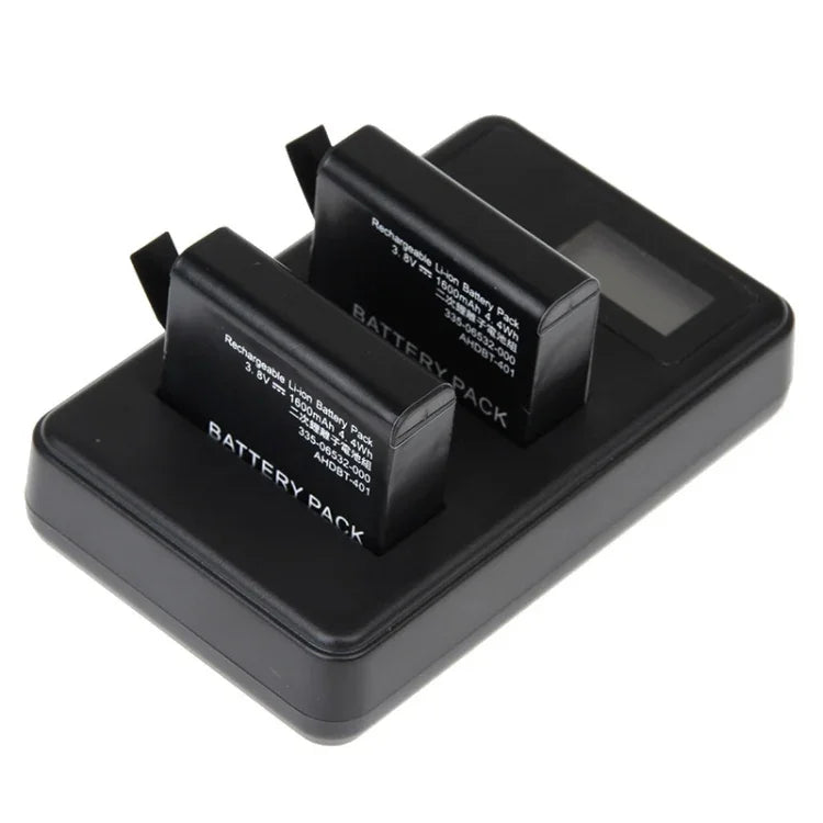 GoPro HERO4 (AHDBT-401)用LCDスクリーンデュアルバッテリーチャージャー、充電容量表示 (GP258-C)、GoPro HERO4対応