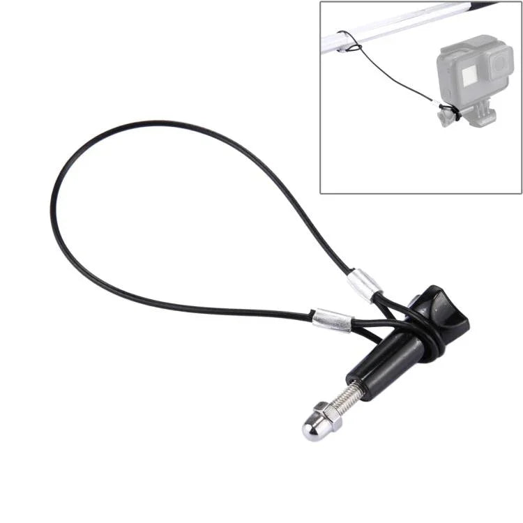 GoPro HERO11 Black/HERO10 Black / HERO9 Black /HERO8 Black /7 /6/ 5 /5 Session /4 /3+ /3 /2 /1用ステンレス製ランヤード／テザー（ネジ付き）、長さ：31.5cm