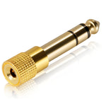 金メッキ6.35mmオス - 3.5mmステレオジャックアダプターソケット、6.35mmオス - 3.5mmメス
