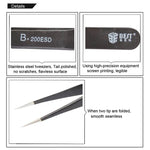 BEST BST-200ESD 202 ステンレス製静電気防止先端ピンセット、BST-200ESD