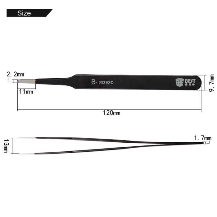 BEST BST-203ESD 202ステンレス静電気防止チップピンセット, BST-203ESD