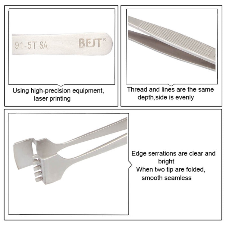 BEST BST-91-5T SAプロフェッショナルステンレスシリコンウェーハ用ウェーハピンセット, BST-91-5T