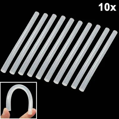 10本入り 実用透明白色ホットメルト接着スティック、サイズ：270 x 11mm（10本入りパッケージ、価格は10本分）、270 x 11mm