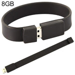 8GB シリコンブレスレット USB 2.0 フラッシュディスク、8GB（ブラック）
