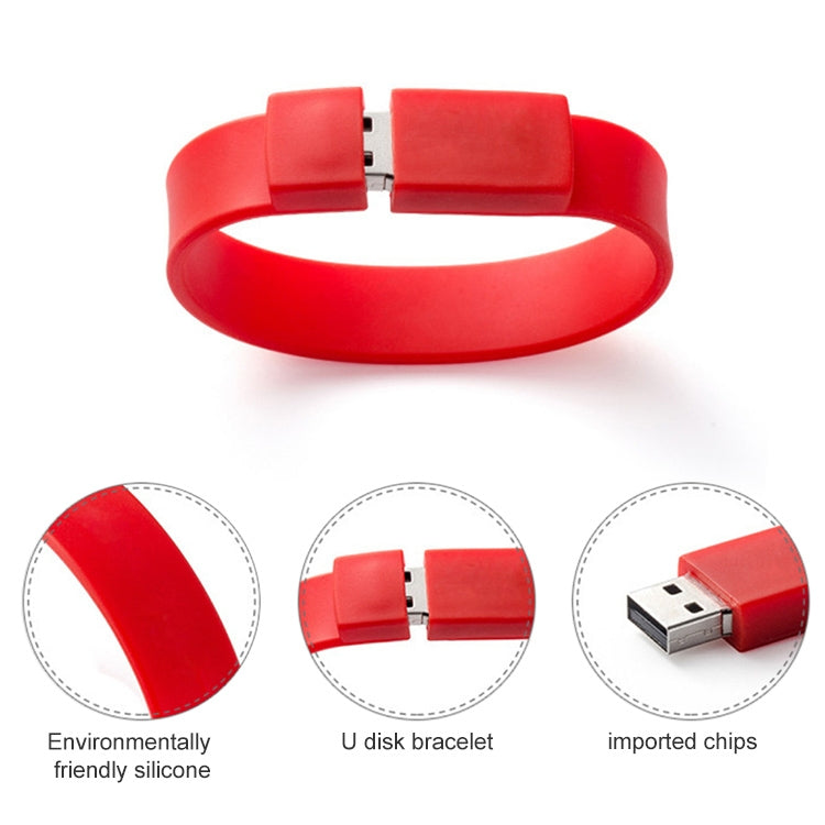 16GB シリコンブレスレット USB 2.0 フラッシュディスク、16GB