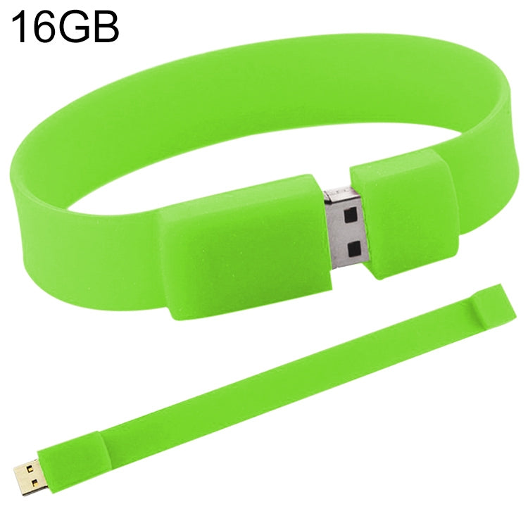 16GB シリコンブレスレット USB 2.0 フラッシュディスク、16GB（グリーン）