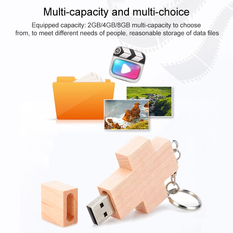 8GB 木製クロススタイルUSBフラッシュディスク、2GB、4GB、8GB